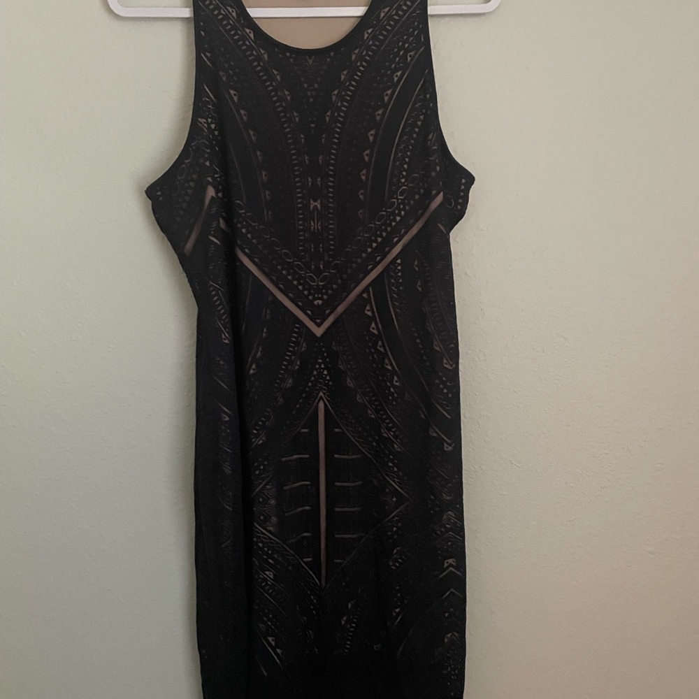 Dark blue fitted double layer women’s dress